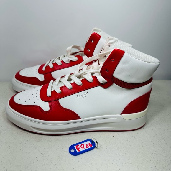 Mallet Hoxton leather high-top sneakers in red and white size 8